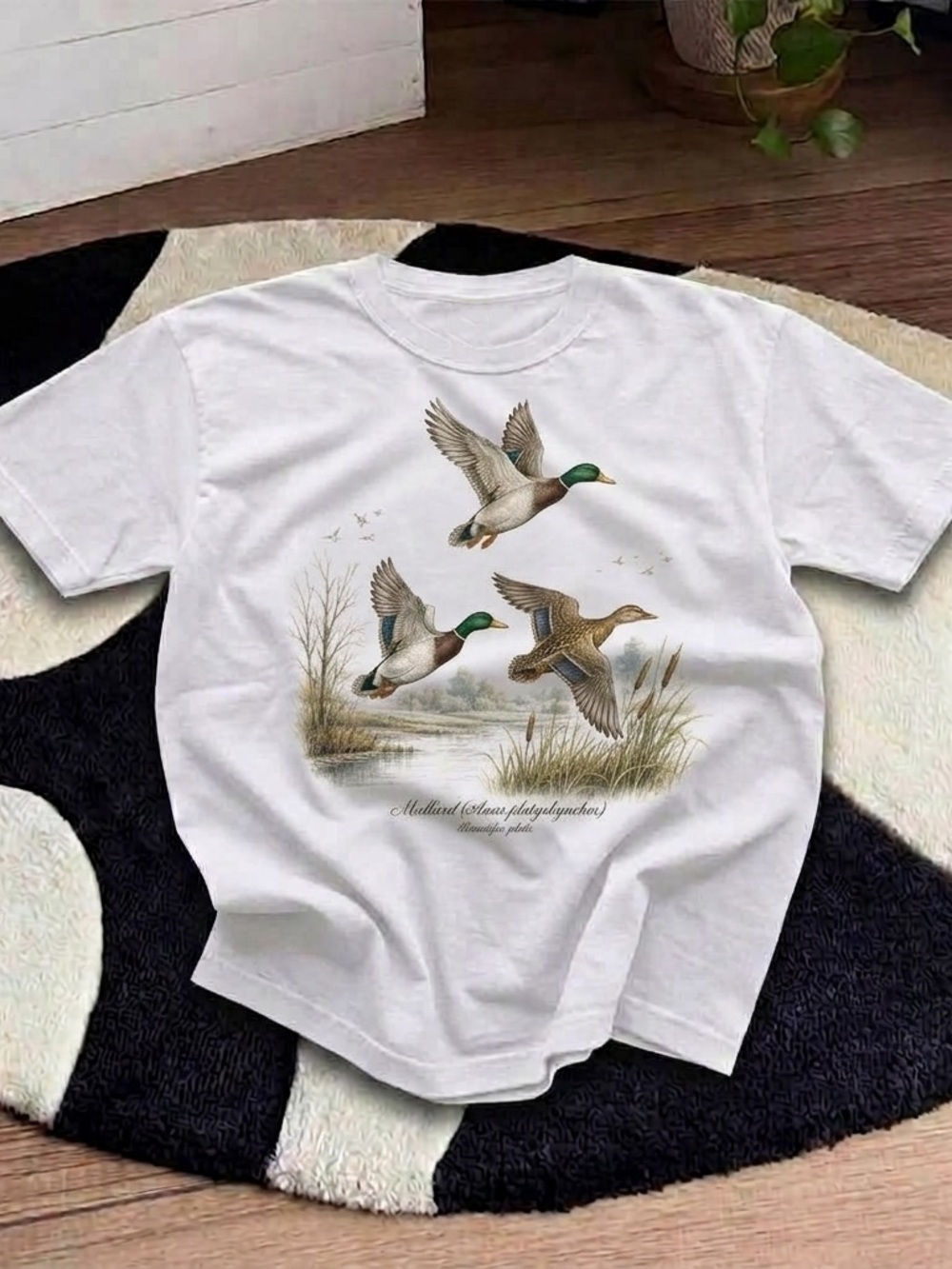 Mallard Duck Shirt, Vintage Nature wildlife White Kids Duck Graphic Tee
